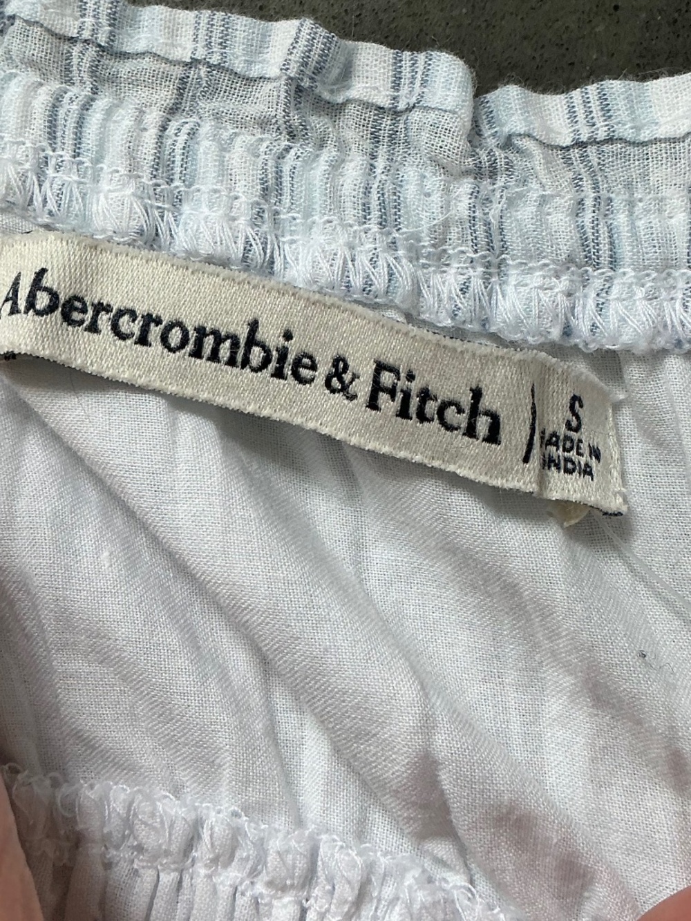 Abercrombie & Fitch Bra-Free Smocked Drop Waist Maxi Dress Blue Stripe NWT SZ S - Picture 10 of 11